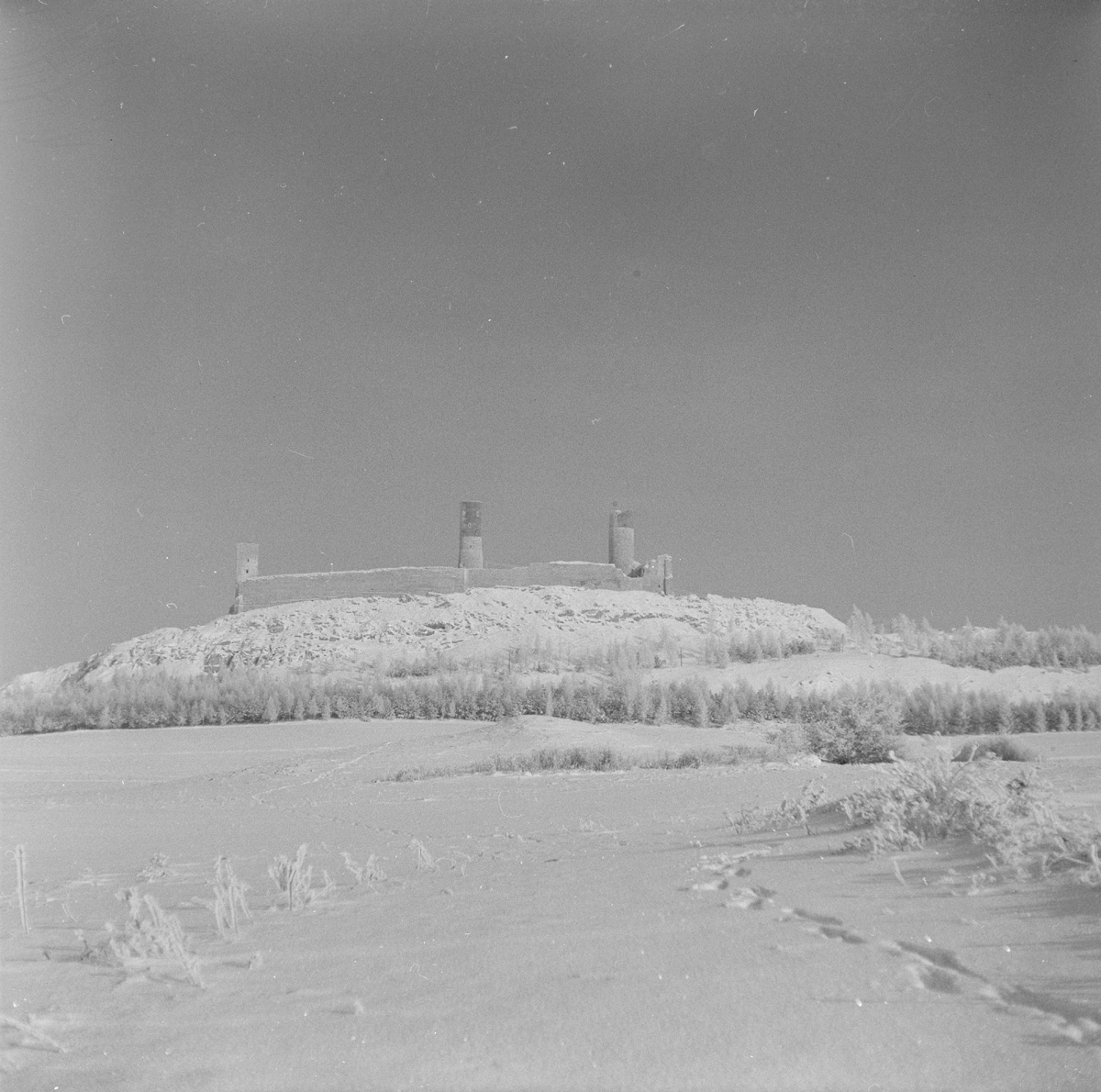 Snow-covered castle from the south
