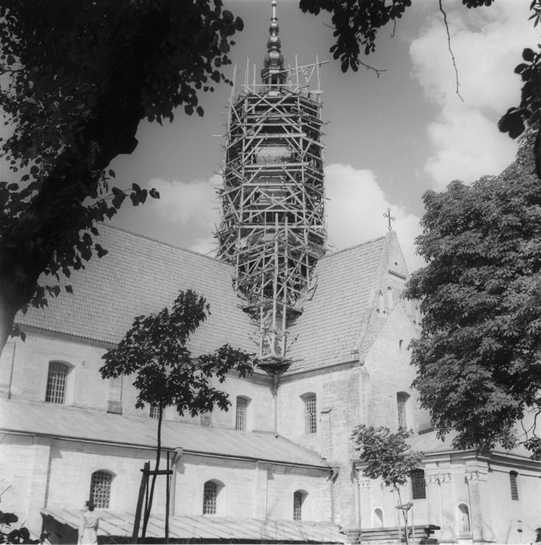 Tower in scaffolding